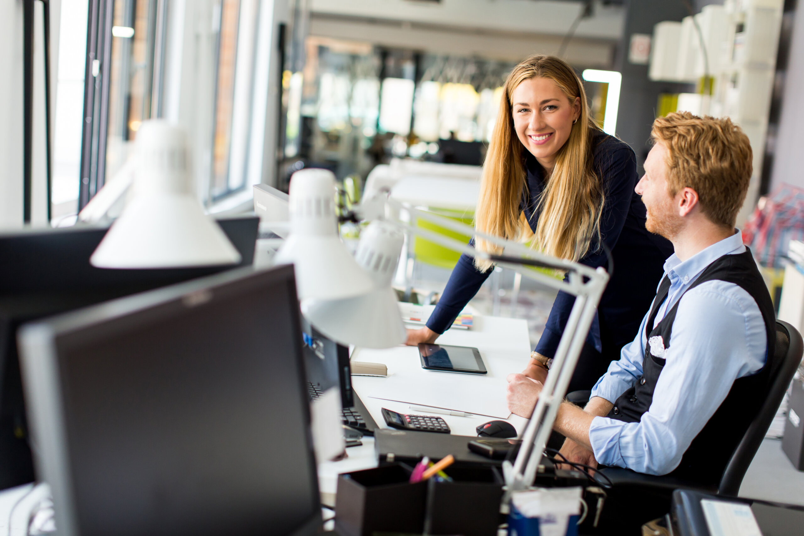 Young business people in the room